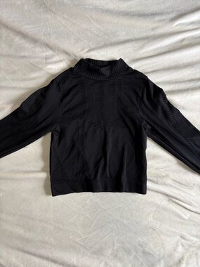 Black Mock Neck Women's Workout Top